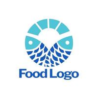 Seafood logo design, illustration of two circle fish vector