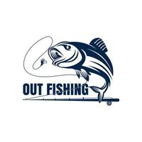 Fishing logo design illustration. Fishing sports logo template vector