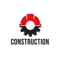 Red Construction Helmet with Gear icon vector simple design