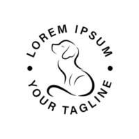 icono de perro de estilo de línea elegante para tienda de mascotas, aseo, hotel y exposición vector