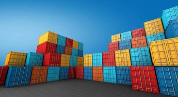 Stack of containers box, Cargo freight ship for import export, 3d rendering photo