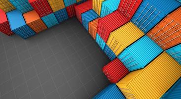 Stack of containers box, Cargo freight ship for import export, 3d rendering photo