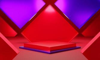 Red violet rectangle product display stage or blank podium pedestal background 3d rendering photo