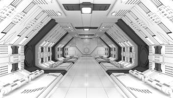 Smart modern future background sci-fi room, white gray color, 3d rendering photo