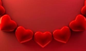 Red heart background, love valentine day, 3d rendering photo