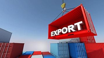 carga de contenedores para logística comercial de exportación, representación 3d foto