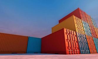 Stack of containers box, Cargo freight ship for import export business, 3d rendering photo