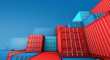 Stack of containers box, Cargo freight ship for import export, 3d rendering photo