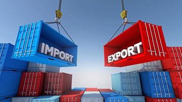 carga de contenedores para logística de negocios de exportación de importación, renderizado 3d foto