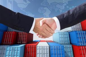Container cargo for import export business and check hand , 3d rendering photo