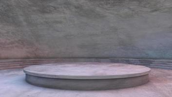 Grunge concrete room background, pedestal platform stage, 3d rendering photo