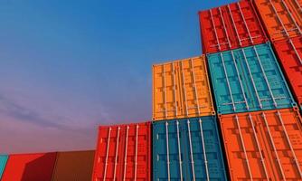 Stack of containers box, Cargo freight ship for import export business, 3d rendering photo