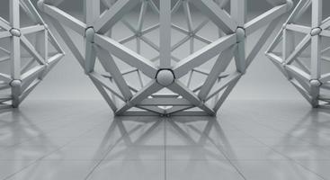 fondo de espacio de estructura futurista blanca, representación 3d foto