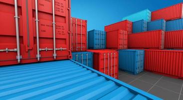 Stack of containers box, Cargo freight ship for import export, 3d rendering photo