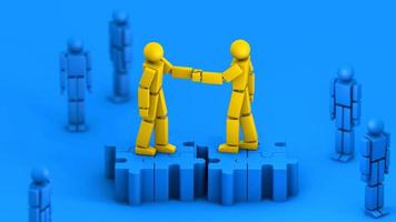 Merger and acquisition business, handshake join together on puzzle pieces, 3d rendering photo