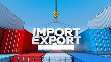 carga de contenedores para logística de negocios de exportación de importación, renderizado 3d foto