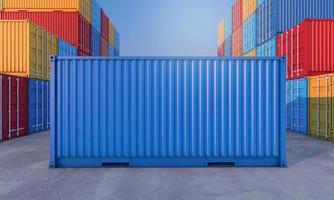 Stack of containers box, Cargo freight ship for import export business, 3d rendering photo