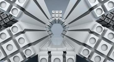 White futuristic and empty stage background, 3d rendering photo