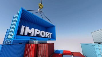 Container cargo for import business logistic , 3d rendering photo