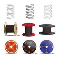 Coil spring icon set, realistic style vector