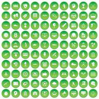 100 veterinary icons set green circle vector