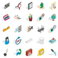 Business trip icons set, isometric style vector