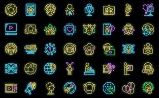 Influencer icons set vector neon