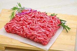 Raw beef minced meat photo