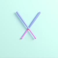 Two baseball bats on bright background in pastel colors photo