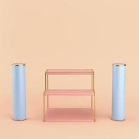 Empty display stand with two cylinders on bright background in pastel colors photo