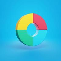 Donut pie chart on blue background. 3d rendering. photo