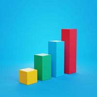 Bar chart on blue background. 3d rendering. photo