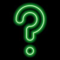 Green neon question mark on a black background. Vector illustration