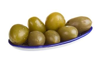 Pickled tomatoes isolated on the white background photo