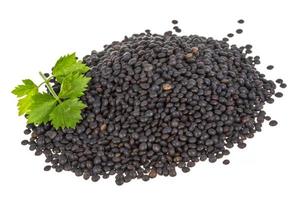 Black lentils on white photo