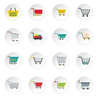 Shopping cart icons set in flat style vector