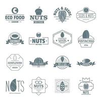 Nuts seeds logo icons set, simple style vector