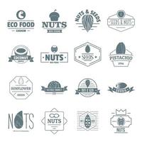 Conjunto de iconos de logotipo de semillas de nueces, estilo simple vector