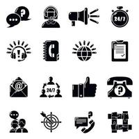 Call center icons set, simple style vector