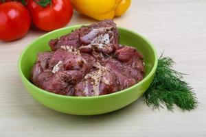 Raw marinated meat for bbq photo