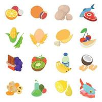 conjunto de iconos de llenado de frutas, estilo isométrico vector