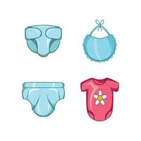 Baby clothes icon set, cartoon style vector