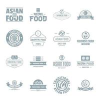 Asian food logo icons set, simple style vector