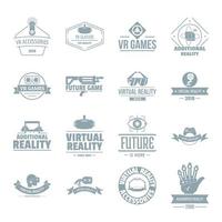 Virtual reality logo icons set, simple style vector