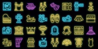 Ballet icons set vector neon