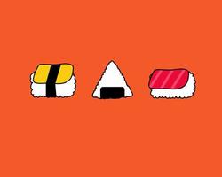 conjunto de onigiri. estilo de vector de dibujos animados para su diseño.