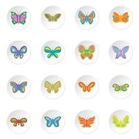 Butterfly fairy icons set vector