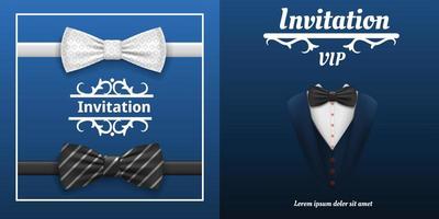 Elegant bowtie banner set, realistic style vector