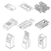 Bank terminal icon set vector outine