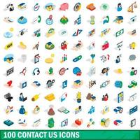 100 contáctenos conjunto de iconos, estilo isométrico 3d